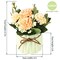 Artificial Hydrangea Bouquet with Small Ceramic Vase Fake Silk Variety Flower Balls Flowers Decoration for Table Home Party Office Wedding (Pink)